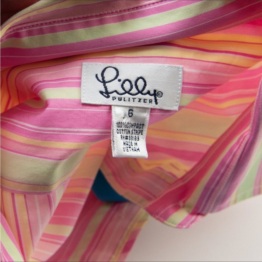 LILY PULITZER WHITE LABEL BLOUSE BEAUTIFUL LILY DETAILS LIKE NEW - Picture 9 of 16